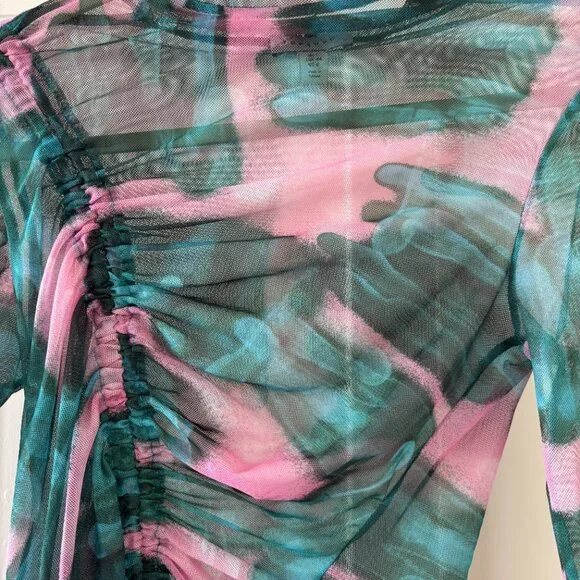 Topshop Rave Maximalist Mock Neck Long Sleeve Mesh Top SMALL - Picture 5 of 6